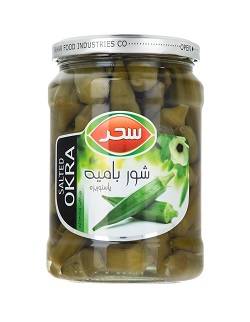 شور بامیه شیشه 630گرم سحر